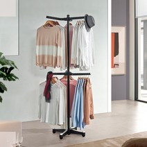 트리플M행거/ 스탠드 행거/옷걸이 회전행거, 바퀴있음/블랙