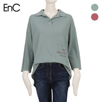 이엔씨 (EnC) 루즈핏 카라 스냅 티셔츠(ENLW84933W)