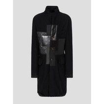 JUNYA WATANABE MAN (Men) Wool Serge Garment Fulling Treated x Multi Fabrics Patchwork Coat - Black