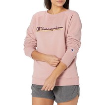 챔피온 여성용 파워블렌드 크루 클래식 스크립트 핑크 베이지586979
