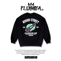 [PLUS 82 HIYA] 오버핏 남자 여자 스트릿 패션 체크보드 맨투맨