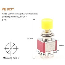 자동 절체기 전원 스위치 캠핑카 시스템 듀얼 카라반 1/5PCS 6mm 3/6Pin 2 위치 미니 순간 자동 복, 08 PB103Y 6 Pin_02 5 PCS