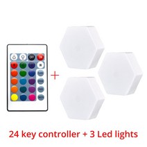 양자기 RGB LED 양자 육각 조명 터치 센서 벽 램프 벌집 빛 침실에 대 한 다채로운 모듈 야간, [03] 1 controller 3 Lamp, [01] 16Colors