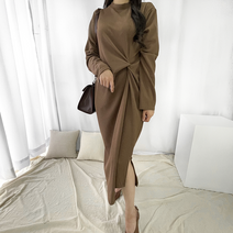 포미데이 꼬임 골지 롱 니트 원피스