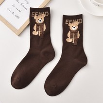 양말 겨울 곰 도톰도톰 테리안감 히트텍삭스 히트텍 퓨어 코튼 미드 튜브 베어 프린트 양말 여성용 편안한