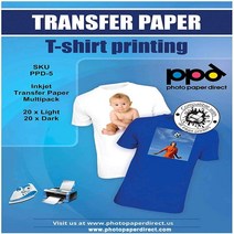PPD Inkjet Iron-On Mixed Light and Dark Transfer Paper LTR 8.5X11” - Pack of 40 Sheets (PPD005-Mix), 1