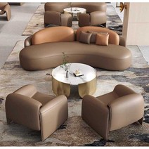 로비 휴게실 라운지 곡선형 원형 소파 대기실 3-4인용, 180mm 길이의 소파 브라운