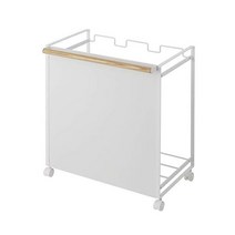 야마자키 쓰레기봉투 이동식 거치대 분리 수거함 수거대 3칸 화이트 4780, 먼지 수레 3분리수거