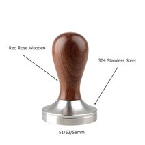 싱글 마우스 54mm 커피 바텀리스 포터필터 세이지/브레빌 870/878/880 필터 바구니 교체 바리스타용, Red rosewood tamper