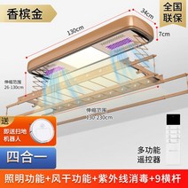 전동빨래건조대 리모컨 천정 자동건조대 아파트 원룸 오피스텔 접이식, 1개이상개, 골드4봉리모콘 공기건조소독 9개가로봉