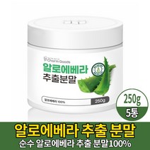 먹는 알로에 베라 100% 분말 가루 파우더 알로에배라 추출분말 먹는법 스푼증정, 5개, 250g