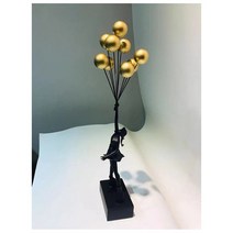 인테리어 장식 피규어 북유럽 스타일 홈 인형 뱅크시 플라잉 풍선 예술 동상 조각 수지 공예 데코 크리스마스 선물, Gold Balloon 1