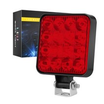 방수 Led 작업등 바 12V-24V 사각 스포트라이트 48W 트럭 오프로드 야간 운전등 suv용, 03 Red 1 PC
