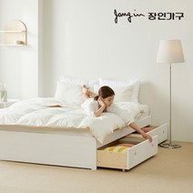 [2만원 즉시할인]장인가구 루이 무헤드 소나무 원목침대 SS+빅서랍 2개+하드폼매트리스, 내추럴