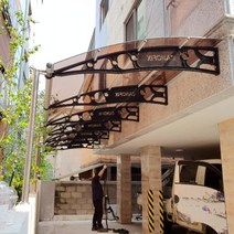 1870X9100 조립식캐노픽스 브라켓 렉산시공업체 주차장 계단캐노피 자재 유리캐노픽스, 투명, 블루, 실버