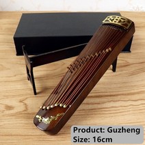 비파 악기 미니어처 guzheng pipa 모델 복제 스탠드 및 케이스 미니 치터 장식품 중국 전통 선물, 구정 --- 16cm