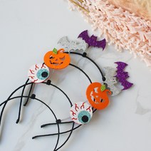 띠용 스프링 할로윈 헤어밴드 움직이는 머리띠 파티 호박 박쥐 눈알, 퍼플박쥐