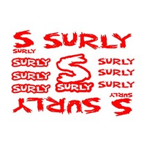 Surly 자전거 프레임 데칼 개 공장 스티커 그래픽 접착제, 03 빨간