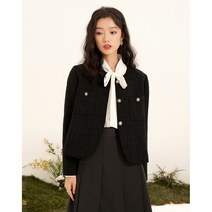 라운드 체크 여성 트위드 재킷 누빔 여성스러운 패션 캐주얼 빈티지 스텝 명품스타일 배색