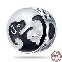 PANDORA 판도라 오리지널 판다 팔찌 목걸이 925 실버 컬러 동물 하트 모양의 매력 비즈 여성 펜던트 DIY 쥬얼리, PAC189