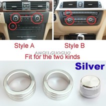 자동차 에어컨 사운드 노브 커버 인테리어 장식 BMW 3 시리즈 2005-2013 E90 E91 E92 E93 ( 또는 4 버튼 옵, 02 Silver 3 pcs