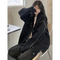스웨터 가디건 대형 루즈핏코트 가을/겨울용 달콤한 재킷 패션 대학 스타일 여성 의류