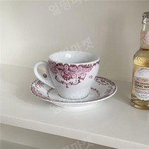 프랑스 중세 스타일 장미 정원 세라믹 접시 디저트 케이크 접시, 빈티지 로즈 - 커피 컵 및 소서