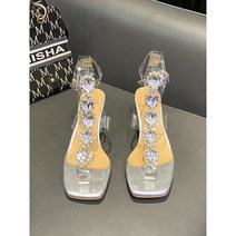 YAPOGI 홍 주 여성 하이힐 여름 다이아몬드 투명 샌들