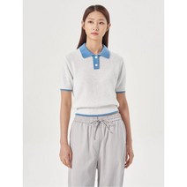 에잇세컨즈 배색 칼라넥 반팔 풀오버 아이보리 323351LY50