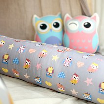리빙하우스/무료배송/솜포함/순면 100%/대형/원형/롱 쿠션/바디필로우/긴베개, 110X25원통형, 도톰한순면옥스포드낭만부엉이그레이