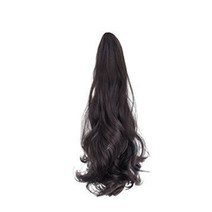 마녀플랜트 자연스런 포니테일 헤어피스 집게 묶음머리 웨이브롱, 다크브라운