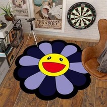 1인 2인 자취 협탁 보조 사이드 미니 개성 독특 신기 패셔너블한 클로크룸 소프트 카펫 모던하고 심플한 침실 침대 옆 장식 러그 가정 방 해바라기 얼룩 방지, 62.G  100x100CM