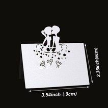 생일축하카드 팝업카드 메세지 세트흰색 레이저 컷 테이블 이름 장소 카드, 04 White XWK-39_02 100장 세트