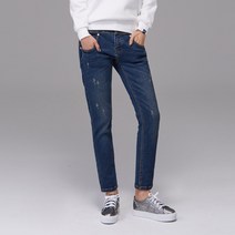 클로니아 위빙기모 빈티지 스크레치 블루 스판 배기진 EM9W02