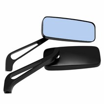 오토바이 백미러 크롬 사각 볼록 사이드 8 10mm 파란색 유리 할리 혼다 스즈키 야마하 가와사키, 01 Black