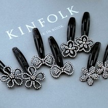 특가_ [2종세트] 블랙 큐빅 똑딱핀 한쌍 4color