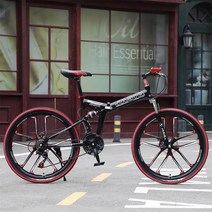 shike 산악자전거 MTB 90%완조립 장거리 여행 성인남녀공용 27.5인치 26인치 자전거, 24단24인치, 스포크휠-블랙