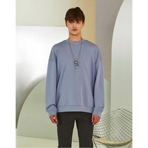 TNGT [20FW TNGT 남성]그레이쉬 블루 오버핏 모크넥 스웻셔츠_TGTS0D704B2