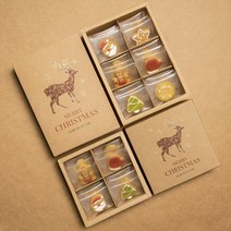 설 선물 핸드메이드 슈가크림 진저맨 선물세트 수제 쿠키 한정 간식 동반 403289, 패턴♥크리스마스 엘크_육격(18매)