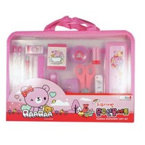 아이비스 10000 지퍼가방문구선물세트 CR 핑크, 4개