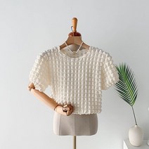 코코젠 클린 엠보 퍼프 블라우스