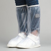 라슈에뜨 완벽 방수 신발커버 레인부츠 슈즈 양말 투명지퍼 미끄럼방지 신발 위에 신는 장화, L, 화이트