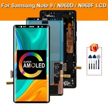 [해외]삼성 갤럭시 노트 9 LCD 디스플레이 N960 N960F 터치 스크린 디지타이저 용 슈퍼 Amoled 삼성 SM-N960FDS 교체 부품 액정 자가 수리, 블랙 NO 프레임