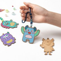 ms 민화샵 나무목걸이 초등만들기 외계인 팬시우드, 두두, 진갈색