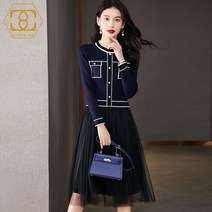 [코디코치] 여성 쉬이폰 니트 원피스