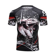 MMA 훈련용 반팔 트레이닝 훈련용 프린팅 반팔 래쉬가드 크로스핏 헬스, 1, XL