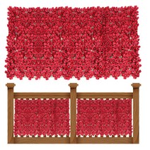 래티스 팬스 울타리 인공 꽃 정원 울타리 심사 롤 UV 페이드 보호 개인 정보 벽 조경 아이비 패널, 02 Red 0.5x1m