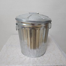 빈티지 원형양철휴지통-26cm 스텐휴 다용도 엔틱 쓰레기통 청소용품 인테리어 스텐레스