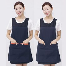 웰컴가운 얇고 가벼운 원피스형 앞치마 미용 어린이집 요양원 LA69, LA69 검정+빨주S