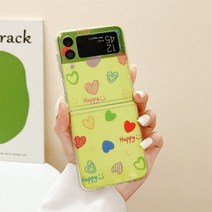 스마트폰 케이스 삼성 갤럭시 Z 플립 3 4 커버 귀여운 색상 사랑스러운 투명 하드 Flip4 Flip3 5G 카파 106395